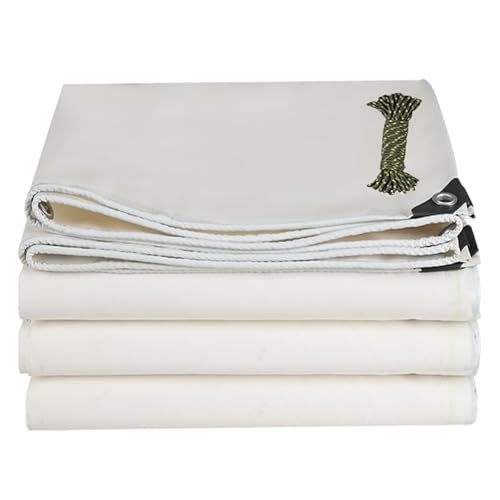 Bâche de Protection Exterieur 2.2 x 4.1 m Imperméable Résistant à La Poussière Couverture Extérieure pour Travaux avec Œillets Renforcés pour Extérieure Plantes Jardin Serre Gazebo, Blanc
