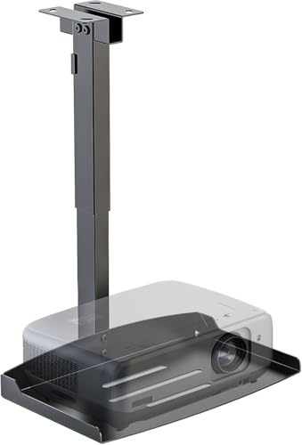 Image of WALI Projector Ceiling Mount Tray，Projector Wall Mount Holds up to 22lbs, Height Adjustable Universal Projectors Mount, No Hole Installation, Hidden Cable Routing, Black(PM-005-B)