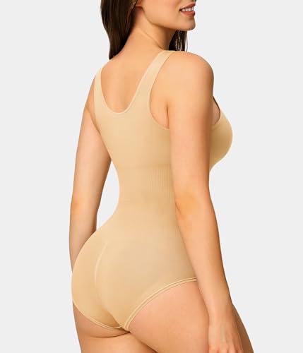 Image of Nebility 2 Piece Shapewear Bodysuit for Women Tummy Control Slim Fit Sleeveless Round Neck Body Suit