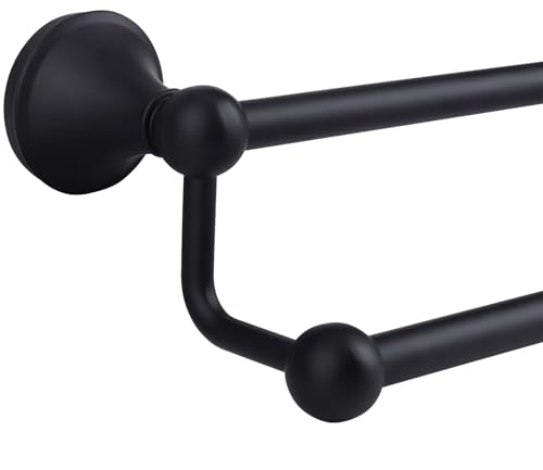 Ntipox Antique 24 Inch Bathroom Double Towel Bar Matte Black Towel Racks for Bathroom Wall Mounted Bathroom Towel Holder Black Two Towel Rod Hanger for Hotel