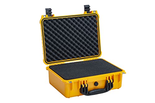 Image of MEIJIA All Weather IP67 Waterproof Hard Camera Case,Hard Protective Case,Hard Case with Customizable Foam,Fit Use of Drones,Camera,Equipments,Pistols(Yellow,15.98x12.99x6.85inches)