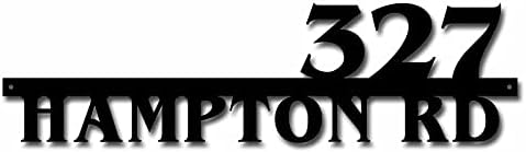 Custom Metal Address Plaque, Personalized Modern Address Sign for House, House Number Sign with Address Name, with Two Free Screws to Mount, Used for House, Street, Door or Outside-(Black, 16"Length)