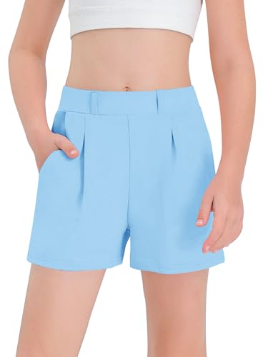 Haloumoning Girls Shorts Kids Casual High Waisted School Uniform Shorts with Pockets 5-14 Years