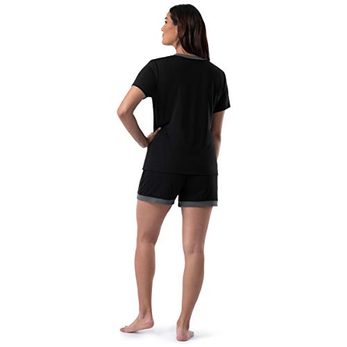 Fruit Of The Loom Women's Sleeve Tee And Short 2 Piece Sleep Set, Black, X-Large #TOP1
