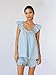 Xfileen Womens Summer 2 Piece Set Fashion Ruffle Trim Cami and Casual Shorts Set Cotton Pajama Sets Blue