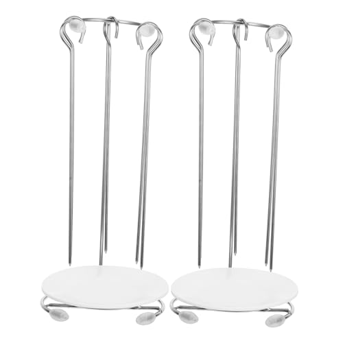FUTUREORYY 2 Juegos Soporte Inoxidable para Barbacoa de Colgador Práctico para Brochetas de Carne Resistente y Fácil de Limpiar para Barbacoas y Pinchos
