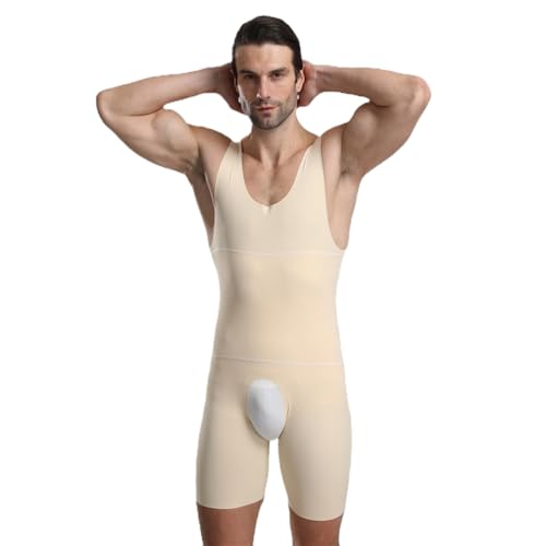 BaronHong Mens Sleeveless Full Body Shaper Underwear Slimming Compression Bodysuit Shapewear Tummy Chest Control