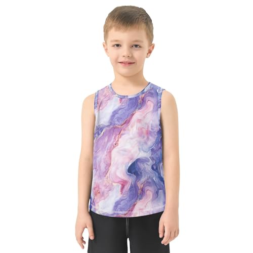 Boys Tank Top Shirts Colorful Marble Sleeveless T-Shirts Crew Neck for Kids Clothing Children2
