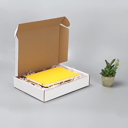 Image of HORLIMER 11x8x2 inches Shipping Boxes Set of 25, White Corrugated Cardboard Box Literature Mailer