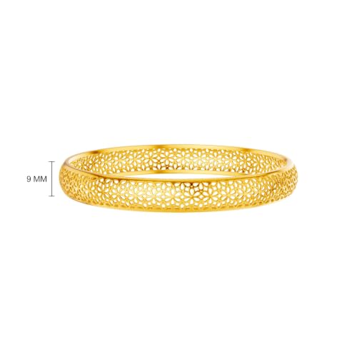 Image of KISNA 9KT Florissa Gold Bangle For Women | BIS Hallmarked Yellow Gold Bangle | Lightweight Daily Wear Gold Jewellery | Gift for Wife, Mother & Sister | S 2.6 Anna