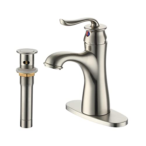 Boyel Living Brushed Nickel Bathroom Vessel Sink Faucets with Pop Up Drain and Supply Hoses, Cupc...