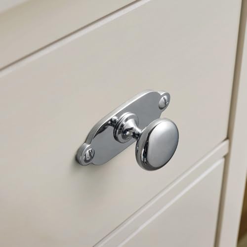Image of Goo-Ki Chrome Plating Zinc Alloy Cabinet Large Knob with Backplate - Single Hole Center Cabinet Pull Hardware for Bedroom, Kitchen, 6 Pack（8611-G013）