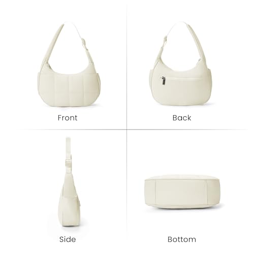 Image of Small Puffer Crescent Shoulder Bag for Women Lightweight Water-Resistant Nylon Purse with Adjustable Strap & Multiple Pockets