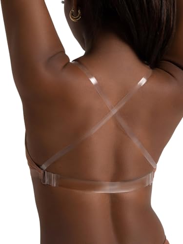 Image of Capezio Womens Capezio Deep Neck Clear Back Bra