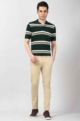 Image of Peter England Men's Cotton Breton Stripe Polo T-Shirt | Casual Wear | Modern Design