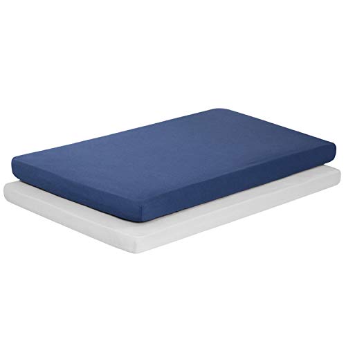 TILLYOU Jersey Knit Pack N Play Sheets Fitted, Portable Mini Crib Sheets Set