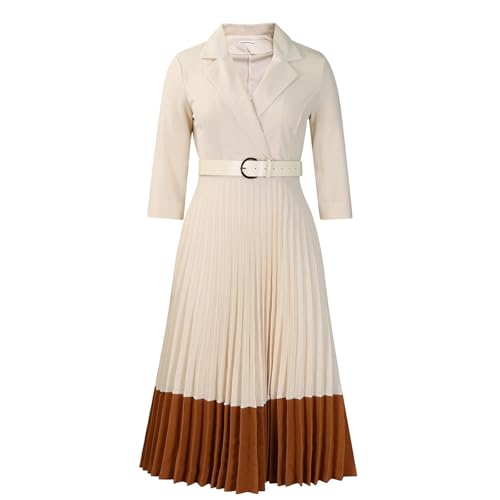 designer brand dresses pleat LVBOUSLTD Women's 3/4 Sleeve Pleated Dress Midi Dress with Belt V Neck Business Elegant Formal Lady Dress(Small,Apricot) at Amazon Women's Clothing store Size:US 16 W COO: not_china Azazie Strapless Sheath Ruffles Luxuriate in the elegance