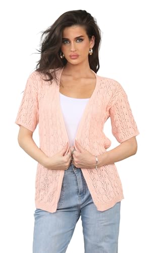 Image of Loxdonz Women's Short Sleeve Cropped Cardigan Sweaters Open Front Bolero Short Shrugs for Women