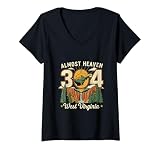 Women's Almost Heaven 304 West Virginia Map Pride Gift V-Neck T-Shirt
