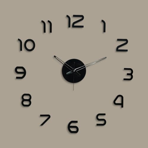Image of cozyloom Modern Acrylic Wall Clock - Stylish Black Minimalist Design with Smooth Sweep for Living Room, Bedroom, Office, Kitchen & Home Interior Wall Decor (Black)
