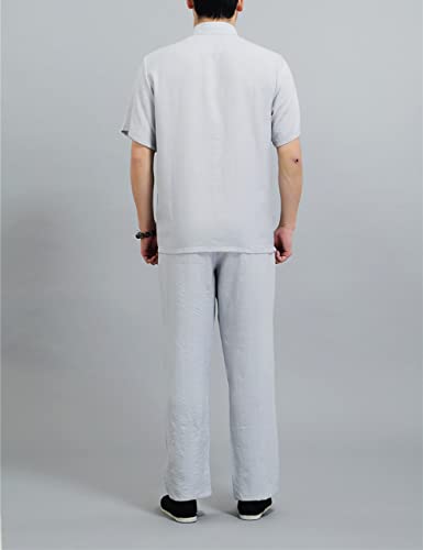 Summer Traditional Chinese Clothing For Men Kung Fu Suits Linen Tang Suit Top Pants Sets Mens Oriental Tai Chi Clothes Training (Gy 175) #TOP3