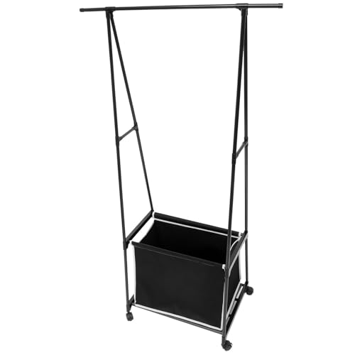 Perchero metálico negro para ropa en el balcón y dormitorio compacto 2