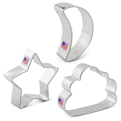 Celestial Cookie Cutter 3-Pc Set Made In Usa By Ann Clark, Star, Moon, Cloud #TOP7