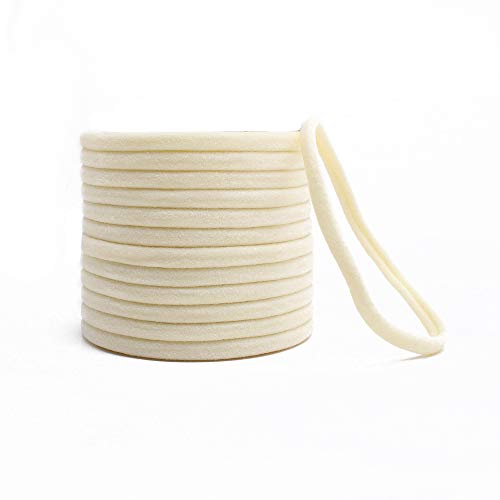 Baby Girls Nylon Headbands - Super Soft & Stretchy for Craft DIY Hair Bows - Bulk 50pcs (Cream)