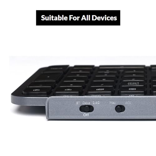 Keychron B1 Pro Ultra-Slim Wireless ZMK Custom Keyboard, Programmable Bluetooth/2.4 G/Wired Lightweight with 1200-Hour Long Battery Life Quiet Key for Mac/Windows - Space Gray