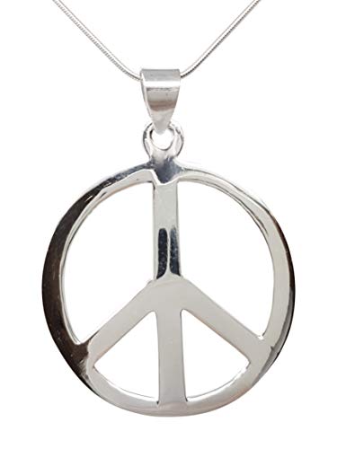 Preisvergleich Produktbild TreasureBay Peace Zeichen Anhänger aus 925 Sterling Silber Herren Damen Anhänger