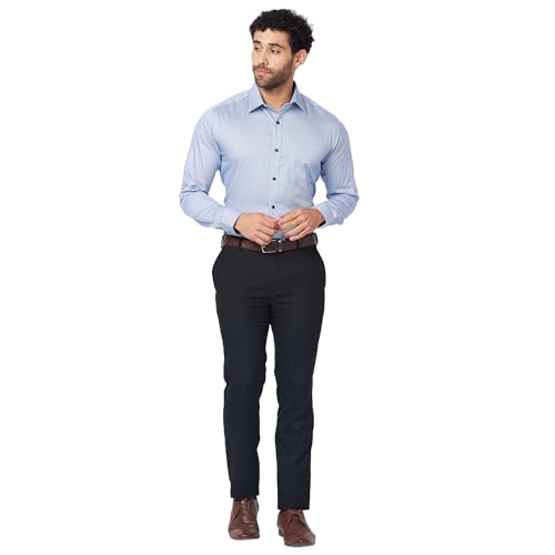 Image of Raymond Men's Slim Fit Pure Cotton Print Pattern Semi Cutaway Collar Full Sleeve Formal Shirt