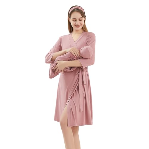 Image of Galabloomer Maternity Robe and Baby Receiving Blanket, Matching Mommy Labor Delivery Robe and Swaddle Set Navy blue
