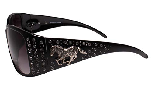 Horse Emblem Rhinestone Western Rustic Bling Cowgirl Style Sunglasses3