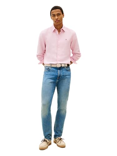 Image of Tommy Hilfiger Men's Long Sleeve Casual Linen Button Down Shirts in Regular Fit