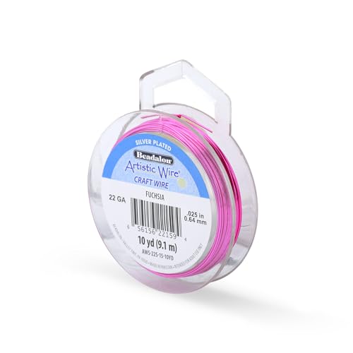 Image of Artistic Wire, 22 Gauge Silver Plated Tarnish Resistant Colored Copper Craft Wire, Fuchsia 10 yd