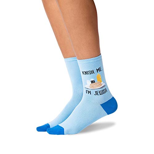 HOTSOX Womens Knish Me Im Jewish Socks 1 Pair, Blue, Womens 9-11