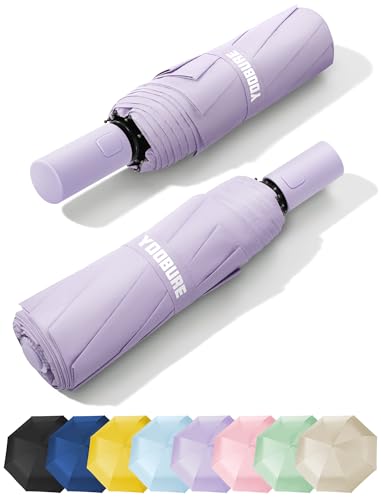 Yoobure Automatic Travel Umbrellas for Rain - Portable & Compact Umbrella for Backpack Car UV Umbrellas for Sun Protection Windproof Folding Small Umbrella in Macaron for Kids Women Colorful