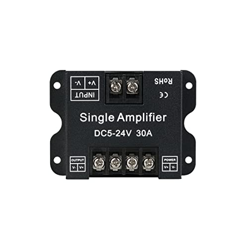 Image of BTF-LIGHTING COB FCOB 2835 3014 3528 5050 1 Channel Signal Amplifier Controller Work with V- V+ Single Color 2Pin LED Strip Suitable for Long Distance Light Projects DC5V DC12V DC24V Max 30A