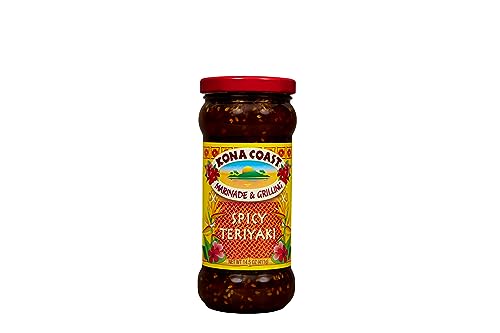 Kona Coast Spicy Teriyaki Marinade & Grilling Sauce | Artificial Flavor & Color Free | 14.5 Ounce Jar (Pack of 6)