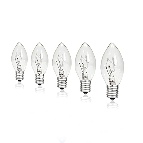 CHYSUPER 25 Pack C7 Replacement Bulbs 120V 5W Clear Warm White E12 Base