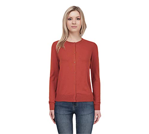 BCUK LONDON Ladies Women Crew Neck Button up Cardigans Full Sleeve in Rust, Size 22 - Image 2