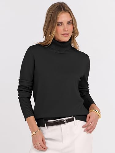 ANRABESS Turtleneck Sweaters for Women 2025 Fall Long Sleeve Dressy Casual Soft Knitted Button Basic Pullover Tops Outfits3