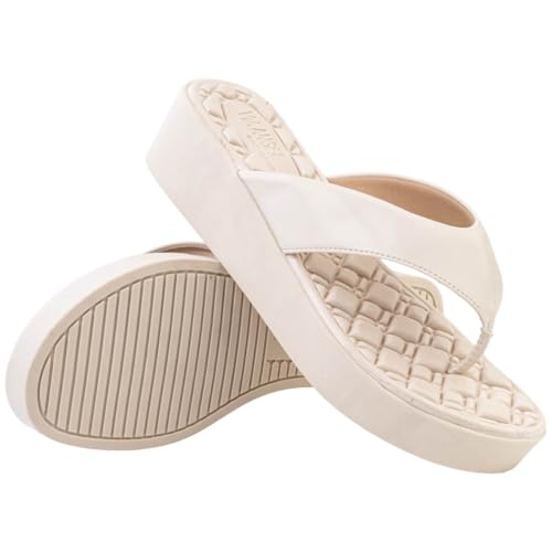 Tamanco Ortopédico Feminino Anabela Dedo Plataforma Confortável Versátil Via Angel 8504 (Off White,