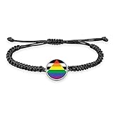 FAN-DOM Pride Flag Pendant String Bracelet UV glow Braided Rope LGBT Transgender Bisexual Lesbian Asexual Pansexual Genderqueer Progress Nonbinary Bear Straight Ally (Straight Ally Pride)