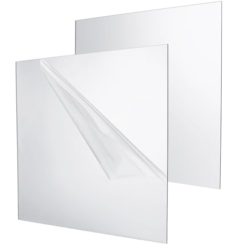 Image of BENECREAT 2Pcs 12x12 Inch Acrylic Mirror Sheets, 1 /8 Inch(3mm) Square Flexible Mirror Sheets with Film Attached for Engraving Wall Decor DIY Crafts, Light Grey