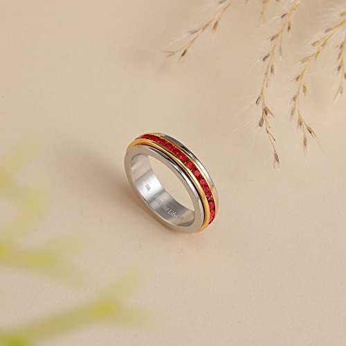Image of Muses Art Design Fidget Rings, Anxiety Rings, Spinner Rings, Band Rings with Birthstone, Stainless Steel, Women and Men, Meditation Rings, Thumb Rings, Stress Relieving and Anxiety Reducing