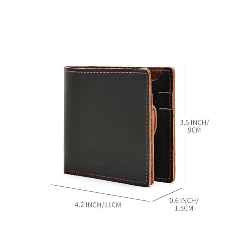 Men's Wallet Men's Minimalist Short Leather Wallet for Party，Travel(Black)2