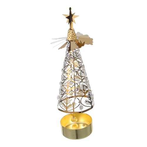 MAGICLULU Candelabros Navideños De Metal Portavelas Giratorio para Velas Pequeñas Decoración De Centro De Mesa para Fiestas De Navidad y San Valentín