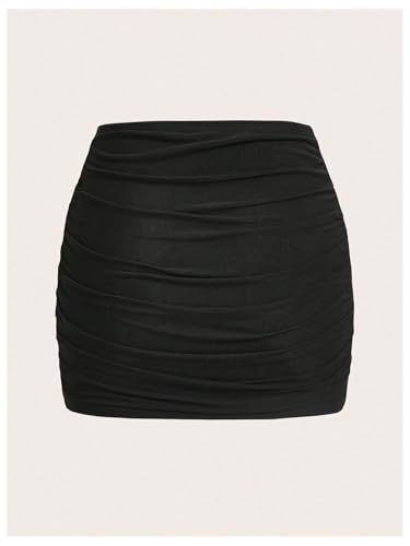 WDIRARA Women's Plus Size Ruched Bodycon Skirt Elastic Waist Mini Skirts3