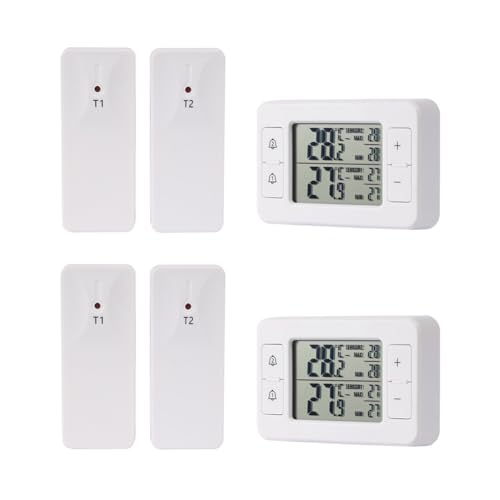 Osmond 2 Juegos de Termómetros Electrónicos para Almacenamiento en Frío para Refrigeradores Domésticos, o Dos Termómetros de Transmisión Inalámbrica con Alarma